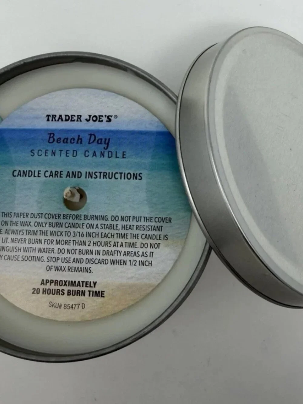 2 x Trader Joe's Beach Day Soy Wax Blend Candle 5.7 Oz New & Limited!